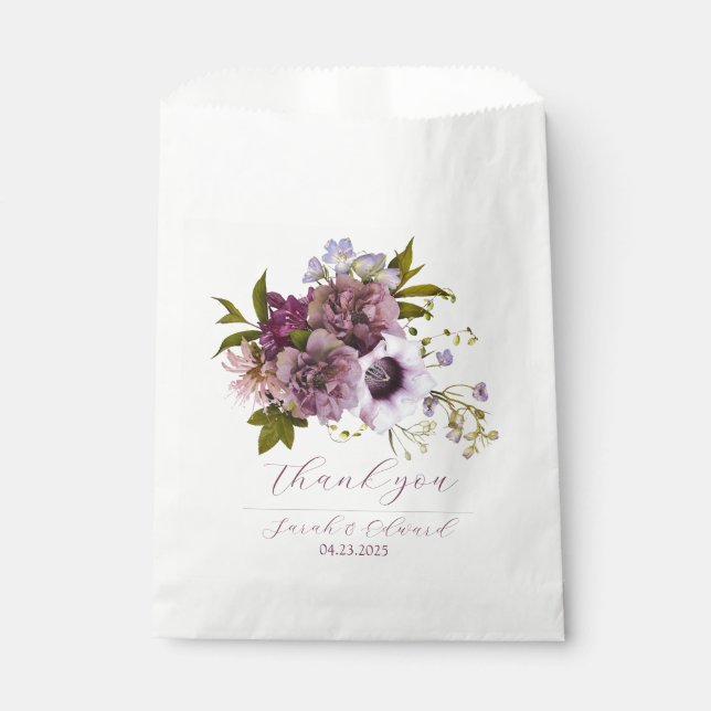 Bolsa De Papel Floral de ciruela púrpura de berenjena (Anverso)