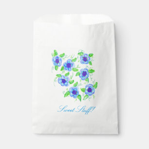 Bolsa De Papel Floral de diseño azul y violeta