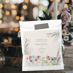 Bolsa De Papel Floral de flor silvestre gracias Boda
