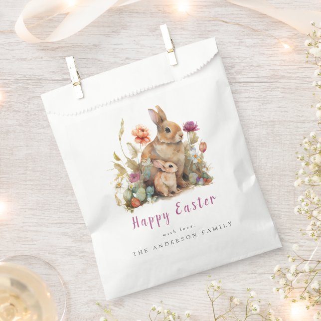 Bolsa De Papel Floral Easter Bunnies (Cortado)