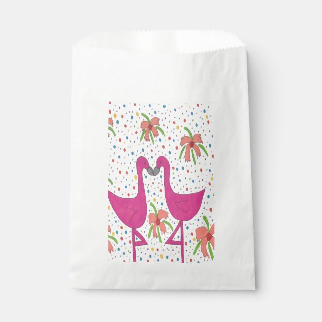 Bolsa De Papel Floral Flamingo Fiesta (Anverso)