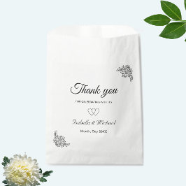 Bolsa De Papel Floral Moderno en Boda en Blanco y Negro