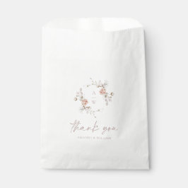 Bolsa De Papel Floral Monogram Thank You Wedding
