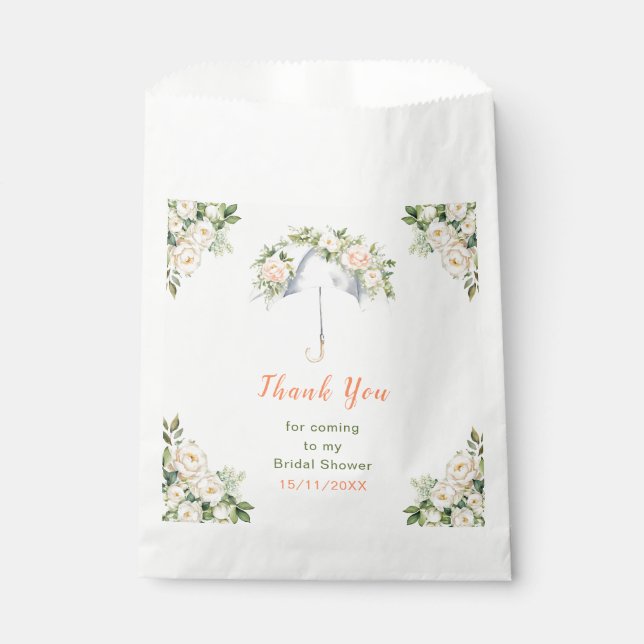 Bolsa De Papel Floral Paraguas Bridal Shower (Anverso)