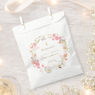 Bolsa De Papel floral primera comunión sagrada