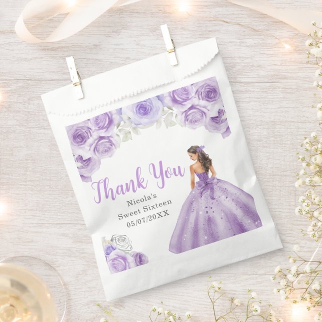 Bolsa De Papel Floral Princess in Purple Dress Sweet Sixteen (Cortado)