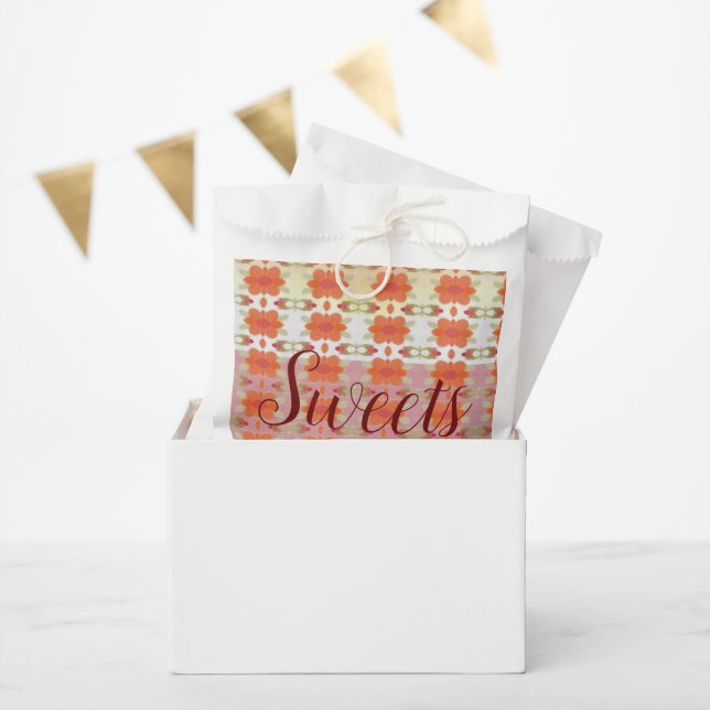 Bolsa De Papel Floral Rojo naranja Y Profundo (Fiesta)