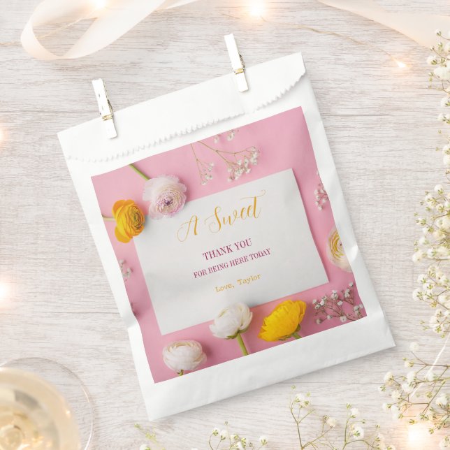 Bolsa De Papel Floral rosa ducha de novia (Cortado)