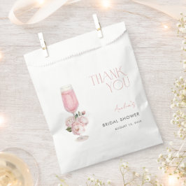 Bolsa De Papel Floral rosa moderno Gracias Ducha Bridal