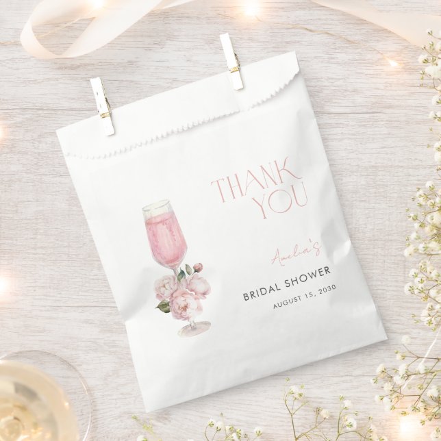 Bolsa De Papel Floral rosa moderno Gracias Ducha Bridal (Cortado)