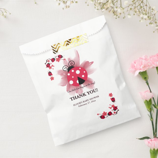 Bolsa De Papel Floral rosa suave nuestro pequeño Baby Shower de a (Sellado)