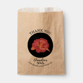 Bolsa De Papel Floral Rosa Tropical sobre Negro Gracias