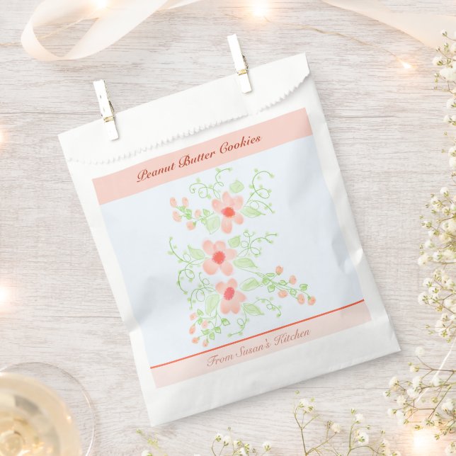 Bolsa De Papel Floral Rosa Y Naranja (Cortado)