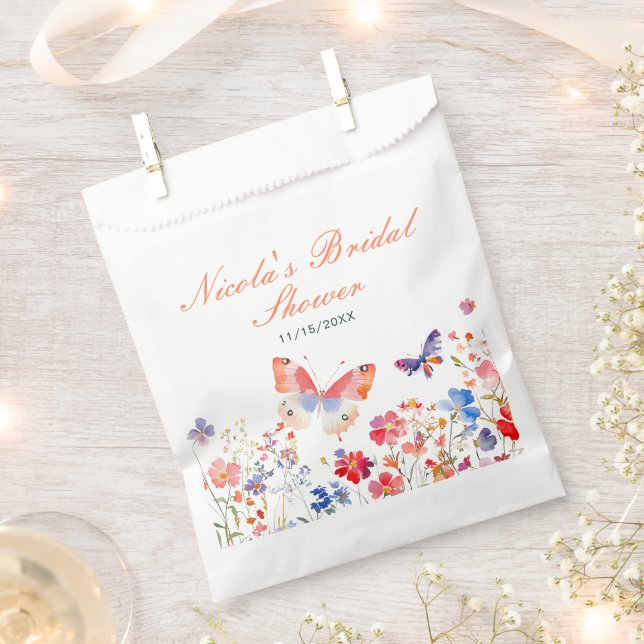 Bolsa De Papel Floral Verano Mariposa Ducha de Novia (Cortado)