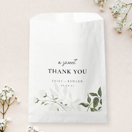 Bolsa De Papel Floral verde y blanca sabrosa un dulce gracias