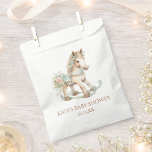 Bolsa De Papel Floral Vintage Toy Rocking Horse Baby Shower