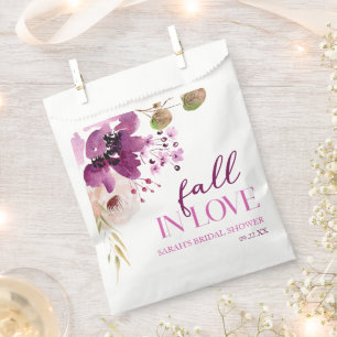 Bolsa De Papel Floral violeta púrpura en el amor ducha de novia