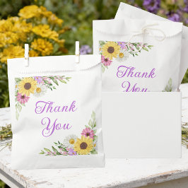 Bolsa De Papel Floral Wedding Wildflower Sunflower Daisy Thanks