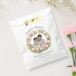 Bolsa De Papel Floral Wreath & Family Photo Personalized Easter 
