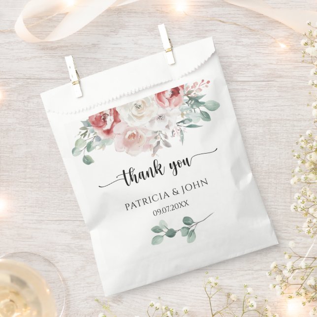 Bolsa De Papel Flores Acuarela Rústicas Boda Agradecimiento (Cortado)
