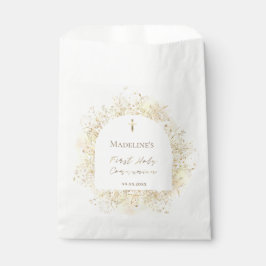 Bolsa De Papel flores amarillas blancas acuarela Primera Comunión