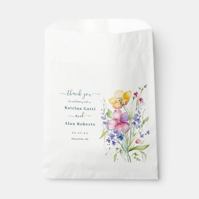 Bolsa De Papel Flores amarillas de melocotón rosado (Anverso)