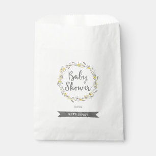 Bolsa De Papel Flores amarillas y hojas grises florieron Baby Sho