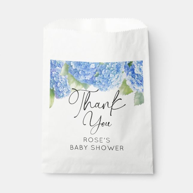Bolsa De Papel Flores azules Hydrangea Baby Shower (Anverso)