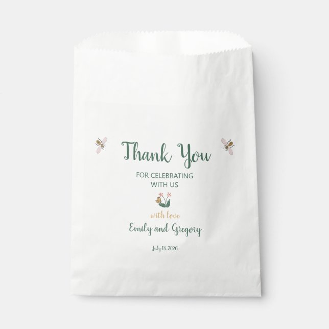 Bolsa De Papel Flores caprichosas Gracias Boda (Anverso)