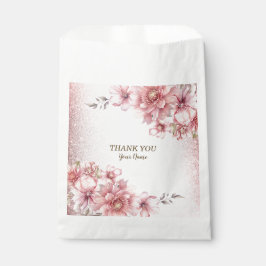 Bolsa De Papel Flores color de agua rosada fiesta Purpurina brill