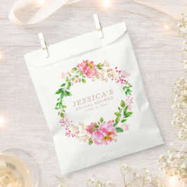 Bolsa De Papel Flores de Acuarela Rosa Boda Personalizadas 