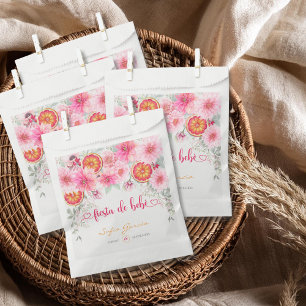 Bolsa De Papel Flores de Acuarela Rosa Cítrico Shower de Bebé Esp