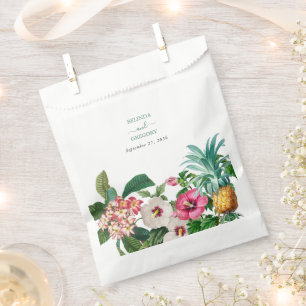 Bolsa De Papel Flores de acuarela tropical y Boda de vegetación