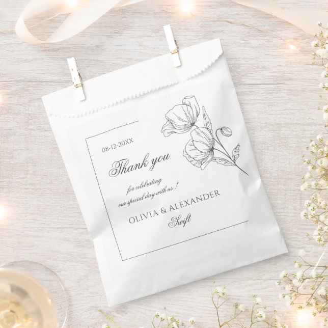 Bolsa De Papel Flores de amapola elegante boda (Cortado)