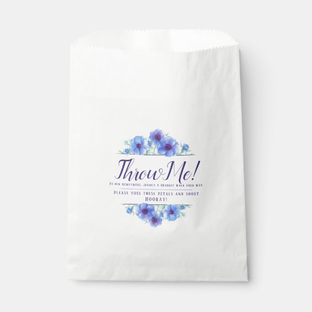 Bolsa De Papel Flores de anémona azul boda de arte me lanza pétal (Anverso)