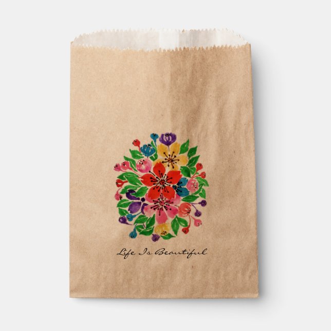 Bolsa De Papel Flores de arcoiris acuáticas (Anverso)