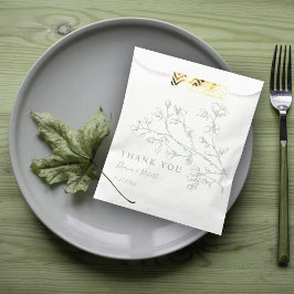 Bolsa De Papel Flores de arte de la línea verde sabio Gracias bod