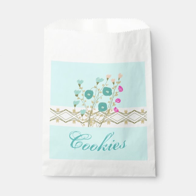 Bolsa De Papel Flores de azul y rosa (Anverso)