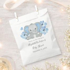 Bolsa De Papel Flores de Baby Shower de Elefante Niño Azul Globo