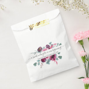 Bolsa De Papel Flores de Borgoña caja de Favor dulce