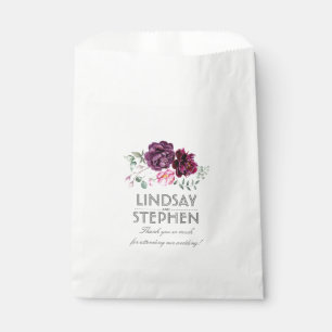 Bolsa De Papel Flores de ciruela y borgoña elegantes