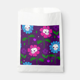 Bolsa De Papel flores de cráneo floral de halloween morado