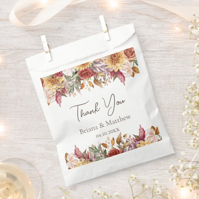 Bolsa De Papel Flores de follaje de otoño boda  (Cortado)