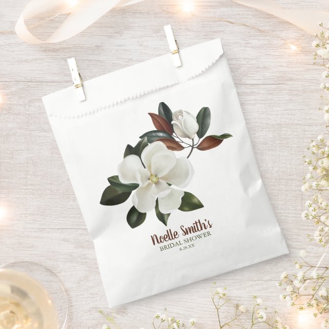 Bolsa De Papel Flores de magnolia blanca elegantes, ducha de novi (Cortado)