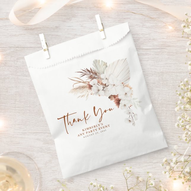 Bolsa De Papel Flores de marfil blanco de terracota Boho Gracias (Cortado)