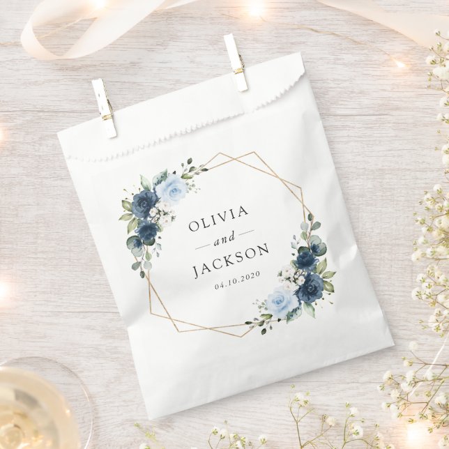 Bolsa De Papel Flores de marina, flores azules, boho, Boda floral (Cortado)