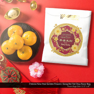 Bolsa De Papel Flores de oro de Año Nuevo chino: Gong Hei Fat Cho