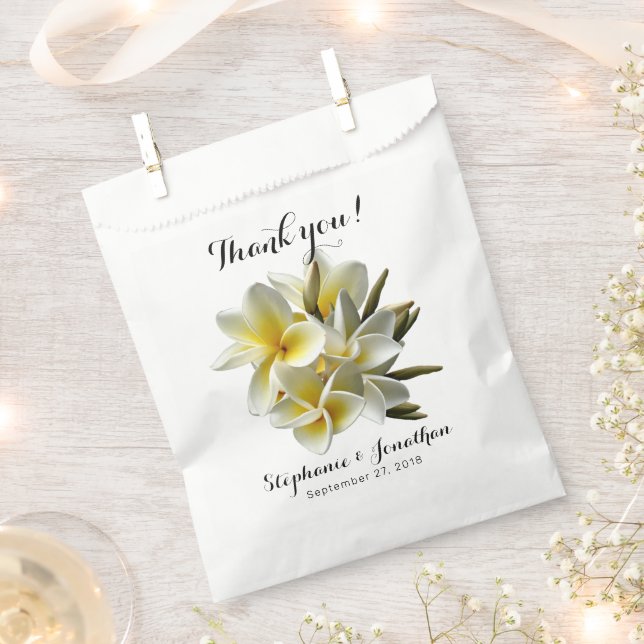 Bolsa De Papel Flores de Plumeria Amarilla Gracias (Cortado)