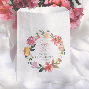 Bolsa De Papel Flores de Primavera Agradecimiento para Baby Showe