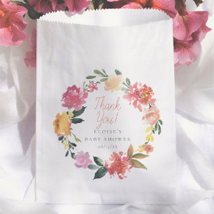 Bolsa De Papel Flores de Primavera Agradecimiento para Baby Showe
